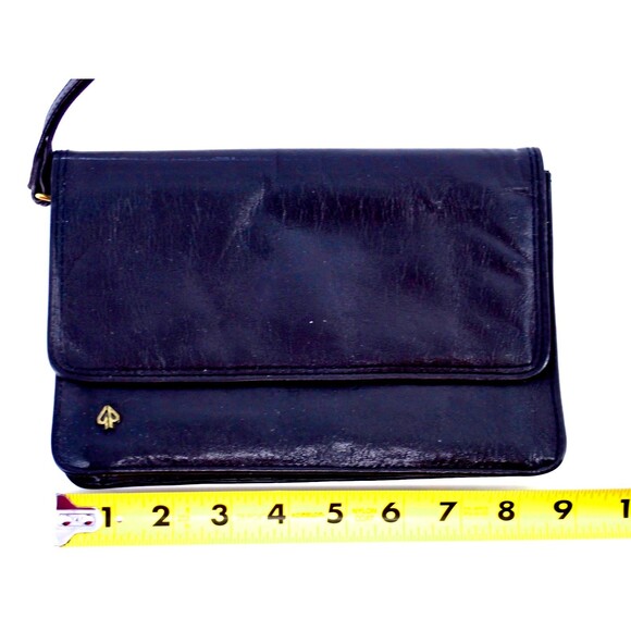 Gebr Picard Women's Black Leather Envelope Vintage Clutch Handbag Purse 6" x 9" - Picture 10 of 11